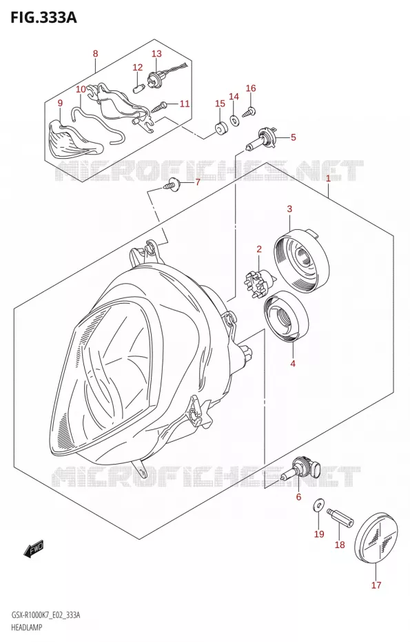 PHARE Suzuki MOTO 1000 GSX-R 2007  GSX-R1000 K7 (P37)