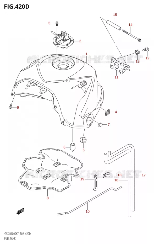 RESERVOIR D'ESSENCE:K8:(E02,E19,E51)) Suzuki MOTO 1000 GSX-R 2007  GSX-R1000 K7 (E02)