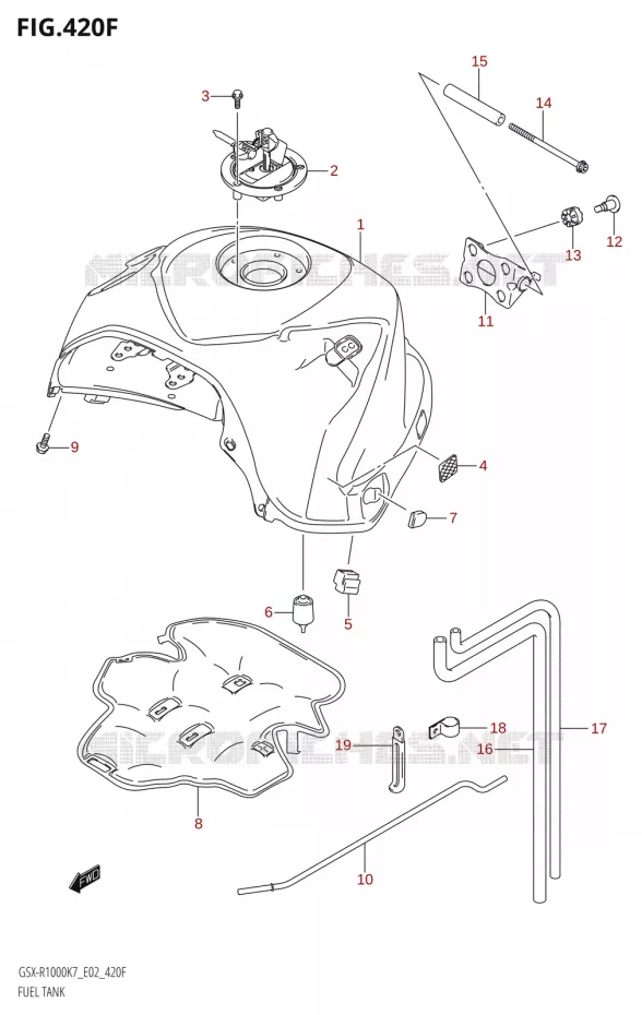RESERVOIR D'ESSENCE:K8:(E24,P37)) Suzuki MOTO 1000 GSX-R 2007  GSX-R1000 K7 (E51)