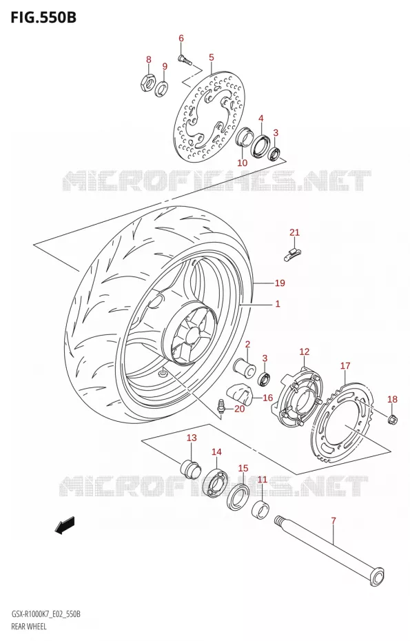 ROUE ARRIERE8) Suzuki MOTO 1000 GSX-R 2007  GSX-R1000 K7 (E24)