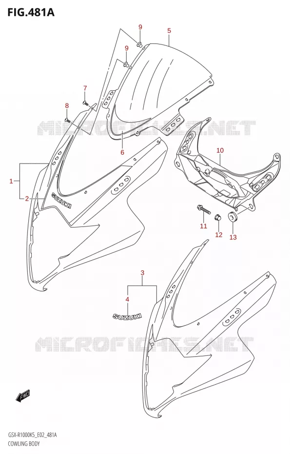 CARENAGES (GSX-R1000:K5:(E02,E19,E24,P37)) Suzuki MOTO 1000 GSX-R 2006  GSX-R1000 K6 (E37)