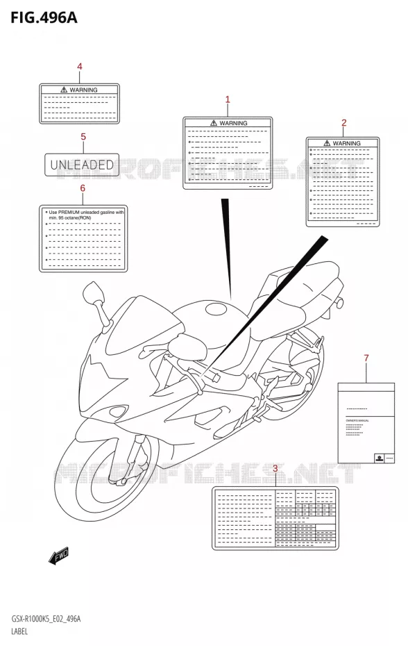 ETIQUETTE-R1000:K5:(E02,E19,E24,P37)) Suzuki MOTO 1000 GSX-R 2006  GSX-R1000 K6 (E19)
