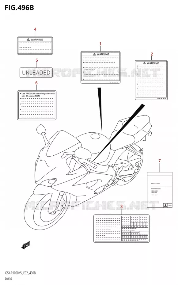 ETIQUETTE-R1000:K6:(E02,E19,E24,P37)) Suzuki MOTO 1000 GSX-R 2006  GSX-R1000 K6 (E24)