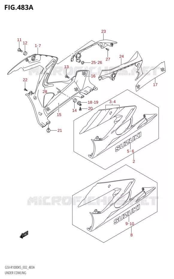 SABOT COWLING (GSX-R1000:K5:(E02,E19,E24,P37)) Suzuki MOTO 1000 GSX-R 2006  GSX-R1000 K6 (E24)