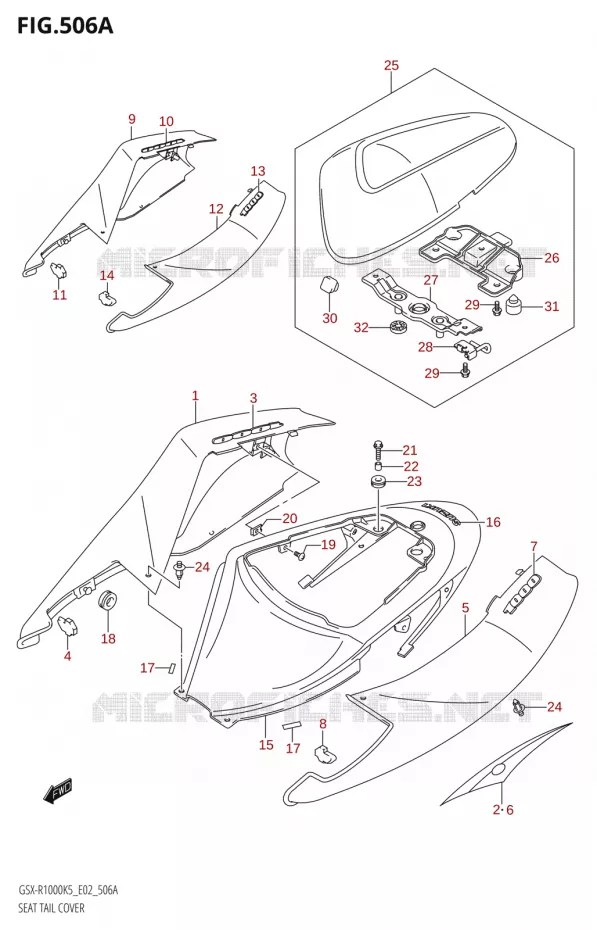 CARENAGE ARRIERE - CAPOT DE SELLE,E19,E24,P37)) Suzuki MOTO 1000 GSX-R 2005  GSX-R1000 K5 (E24)