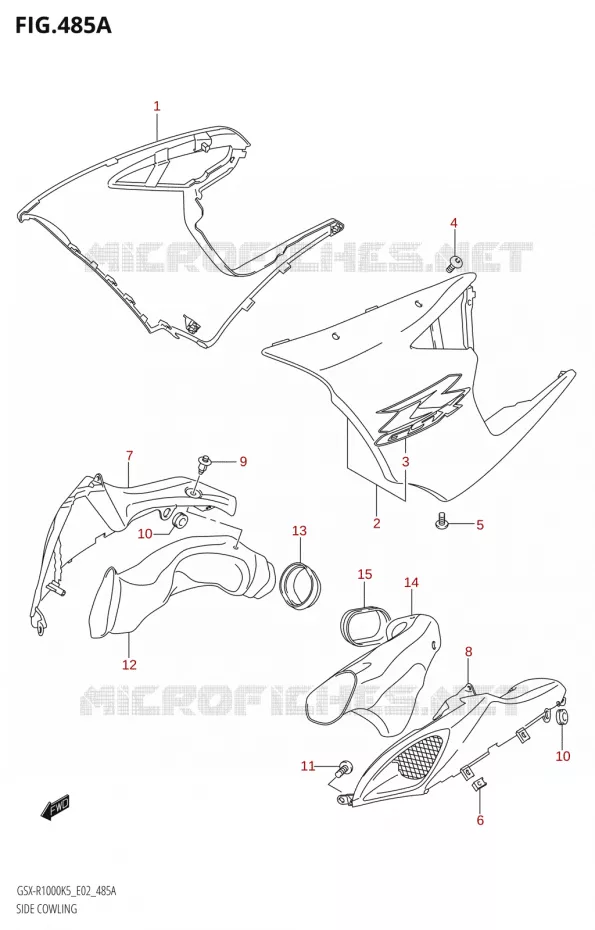 FLANCS DE CARENAGES000:K5:(E02,E19,E24,P37)) Suzuki MOTO 1000 GSX-R 2005  GSX-R1000 K5 (E19)