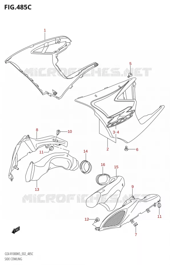 FLANCS DE CARENAGES000:K6:(E02,E19,E24,P37)) Suzuki MOTO 1000 GSX-R 2005  GSX-R1000 K5 (E37)