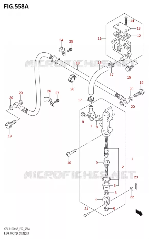 MAITRE CYLINDRE DE FREIN ARRIERE Suzuki MOTO 1000 GSX-R 2005  GSX-R1000 K5 (E37)