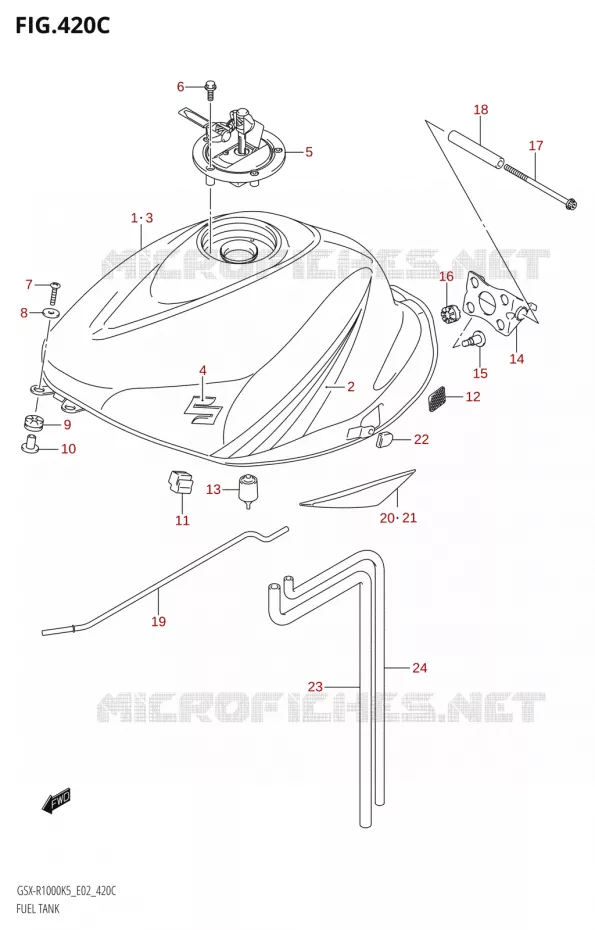 RESERVOIR D'ESSENCE:K5:(E24,P37)) Suzuki MOTO 1000 GSX-R 2005  GSX-R1000 K5 (E24)