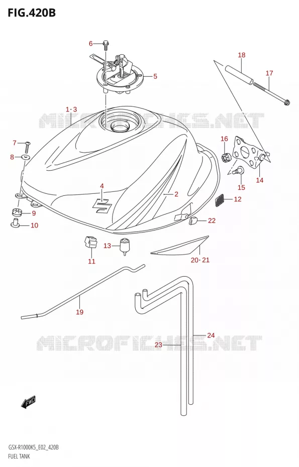 RESERVOIR D'ESSENCEU2:K5:E19) Suzuki MOTO 1000 GSX-R 2005  GSX-R1000 K5 (E02)