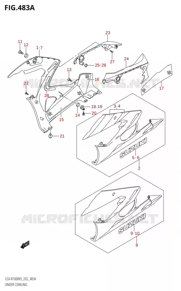 SABOT COWLING (GSX-R1000:K5:(E02,E19,E24,P37)) Suzuki MOTO 1000 GSX-R 2005  GSX-R1000 K5 (E37)
