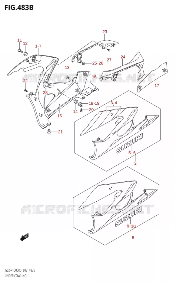 SABOT COWLING (GSX-R1000U2:K5:E19) Suzuki MOTO 1000 GSX-R 2005  GSX-R1000 K5 (E37)