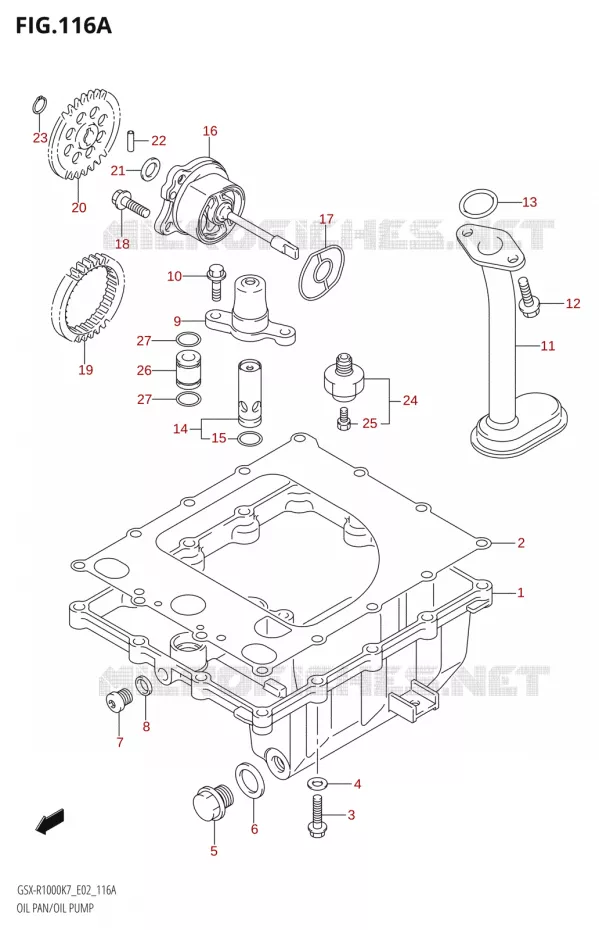CARTER INFERIEUR - POMPE A HUILE Suzuki MOTO 1000 GSX-R 2008  GSX-R1000 K8 (E24)