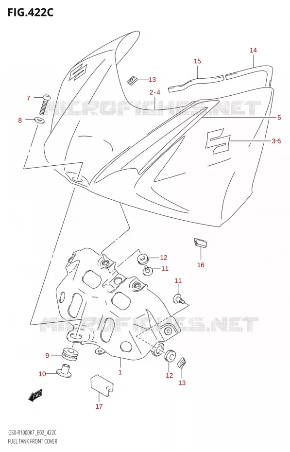 COUVRE RESERVOIR (GSX-R1000:K8:(E02,E19,E24,E51,P37)) Suzuki MOTO 1000 GSX-R 2008  GSX-R1000 K8 (E19)