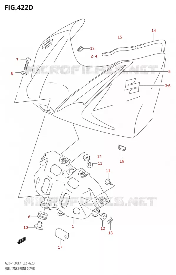 COUVRE RESERVOIR (GSX-R1000U2:K8:E19) Suzuki MOTO 1000 GSX-R 2008  GSX-R1000 K8 (P37)