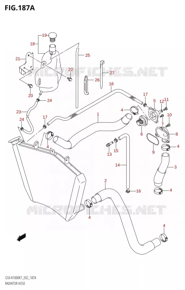 DURITES DE RADIATEUR - VASE D'EXPANSION Suzuki MOTO 1000 GSX-R 2008  GSX-R1000 K8 (E51)