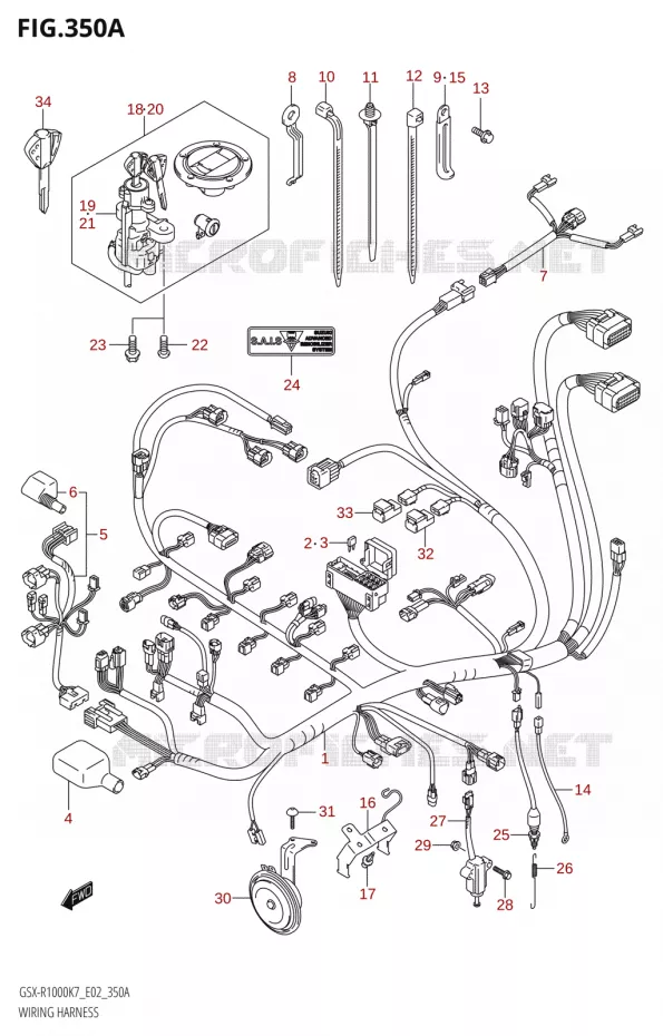 FAISCEAU ELECTRIQUE Suzuki MOTO 1000 GSX-R 2008  GSX-R1000 K8 (E19)