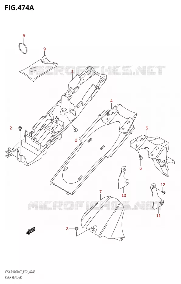 GARDE BOUE ARRIERE Suzuki MOTO 1000 GSX-R 2008  GSX-R1000 K8 (P37)