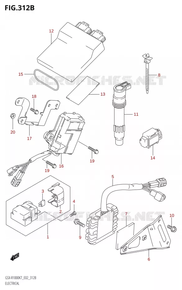 PARTIE ELECTRIQUE000U2) Suzuki MOTO 1000 GSX-R 2008  GSX-R1000 K8 (E24)