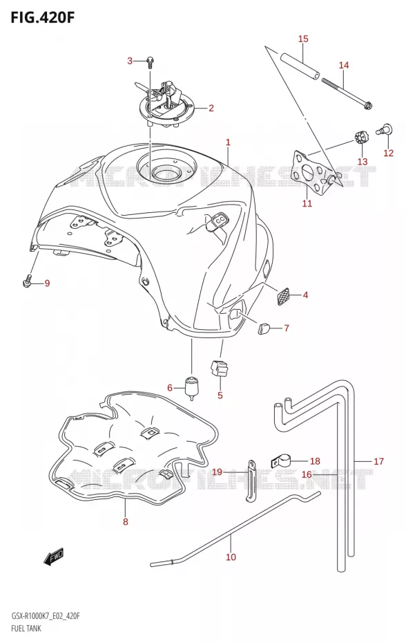 RESERVOIR D'ESSENCE:K8:(E24,P37)) Suzuki MOTO 1000 GSX-R 2008  GSX-R1000 K8 (E51)