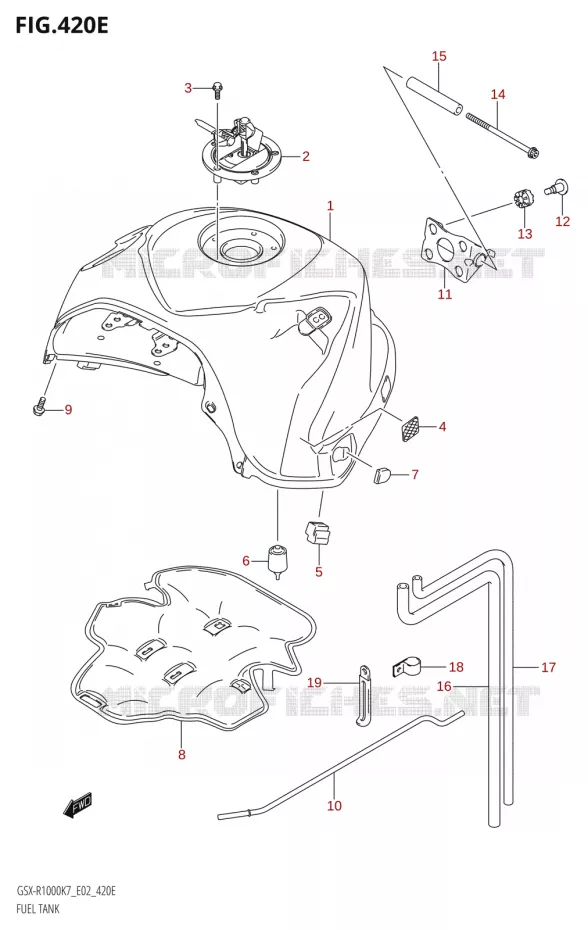 RESERVOIR D'ESSENCEU2:K8:E19) Suzuki MOTO 1000 GSX-R 2008  GSX-R1000 K8 (E51)