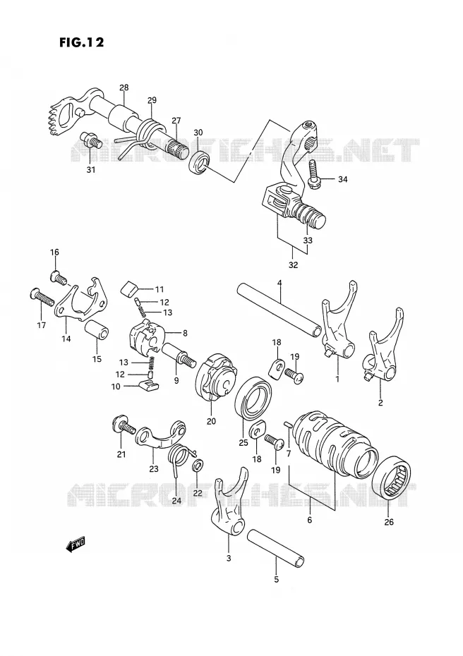 ENSEMBLE SELECTEUR DE VITESSES Suzuki MOTO 125 RM 1995  RM125 S (E02,E04,E24)