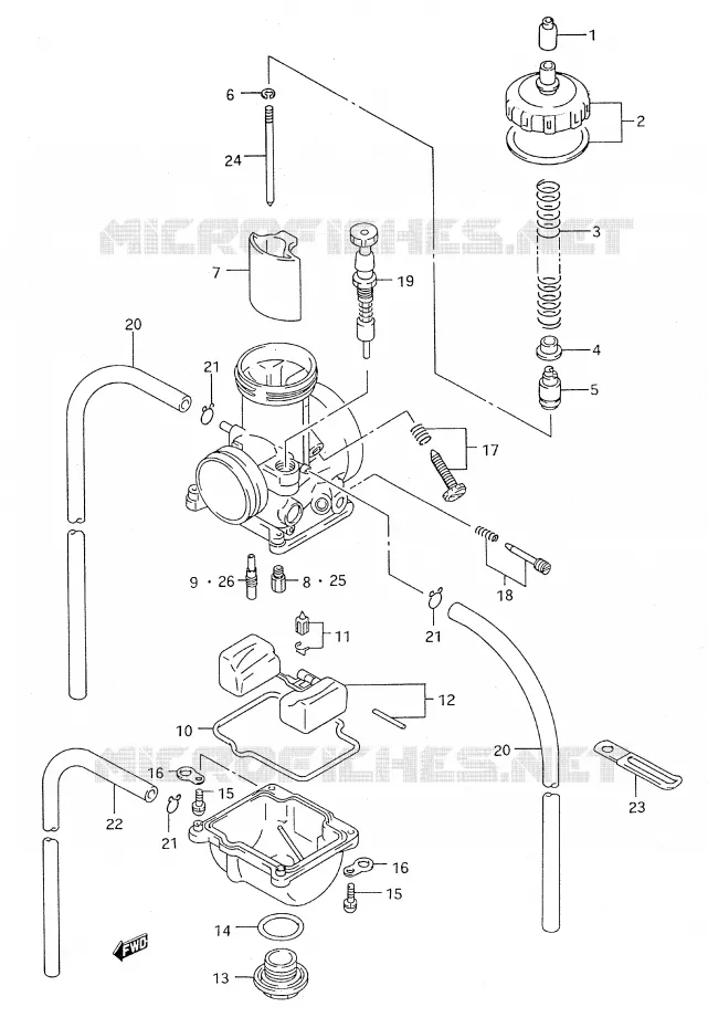 CARBURATEUR (MODELE R / S) Suzuki MOTO 125 RM 1995  RM125 S (E03,E28,E33)