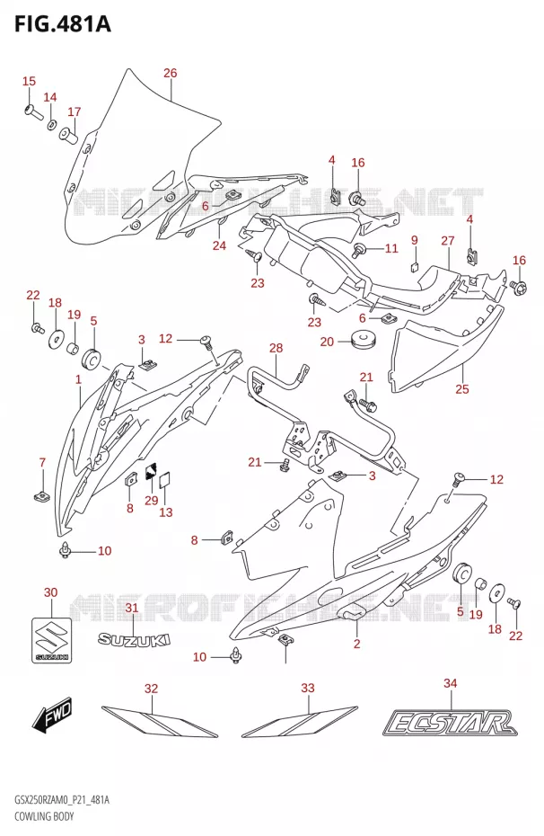 CARENAGES - ETIQUETTESS (FOR QHV) Suzuki MOTO 250 GSX-R 2020  GSX250RZA M0 P21