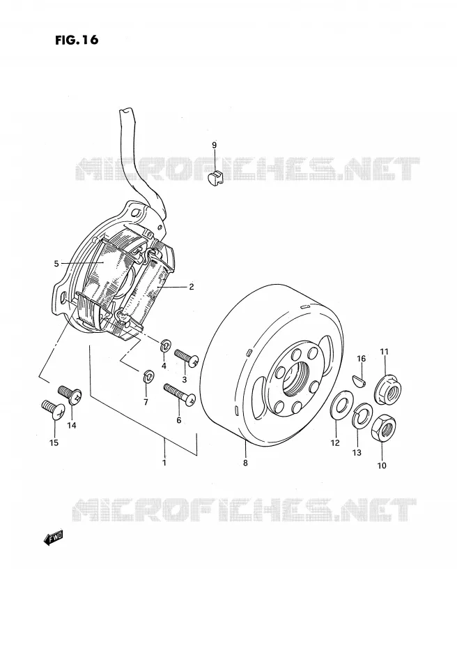 ALLUMAGE ROTOR - STATOR (MODELE D/H/L/M E15) Suzuki MOTO 50 PV 1991  PV50M(E15)