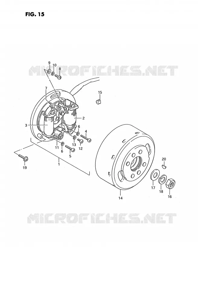 ALLUMAGE ROTOR - STATOR (MODELE X E15, MODELE D/H/L/M E43) Suzuki MOTO 50 PV 1999  PV50X(E15)