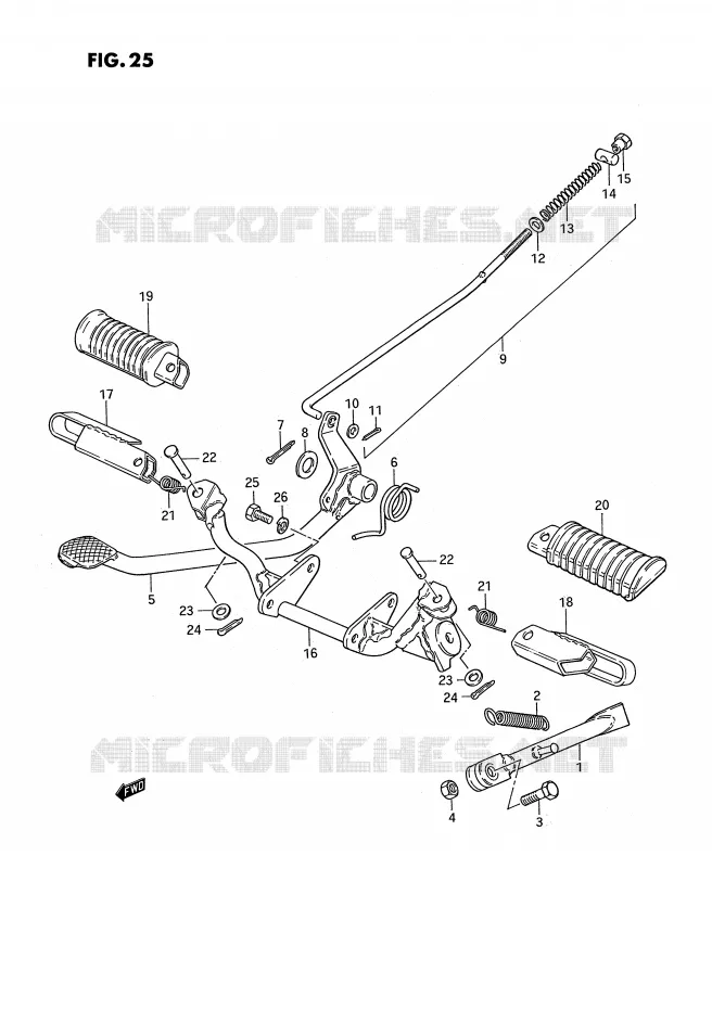 BEQUILLE - PEDALE DE FREIN ARRIERE Suzuki MOTO 50 PV 1990  PV50L(E15)