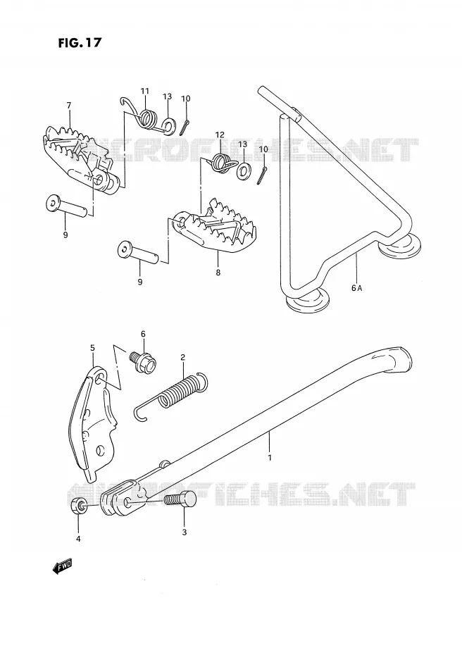 BEQUILLE - REPOSE PIED Suzuki MOTO 125 RM 1992  RM125N(E2)