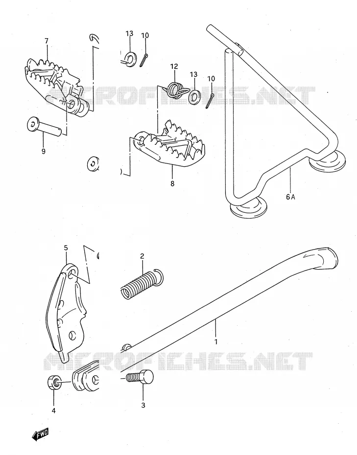 BEQUILLE - REPOSE PIED Suzuki MOTO 125 RM 1995  RM125S(E28)
