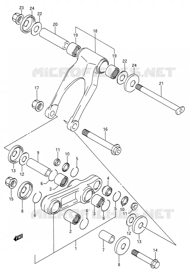 BIELLETTE D'AMORTISSEUR (MODELE L) Suzuki MOTO 125 RM 1991  RM125 M (E03,E28,E33)