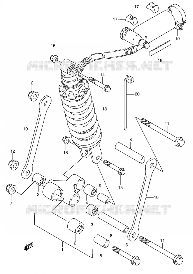 BIELLETTE D'AMORTISSEUR (MODELE M/N) Suzuki MOTO 250 RG 1996  RGV250T(E24)
