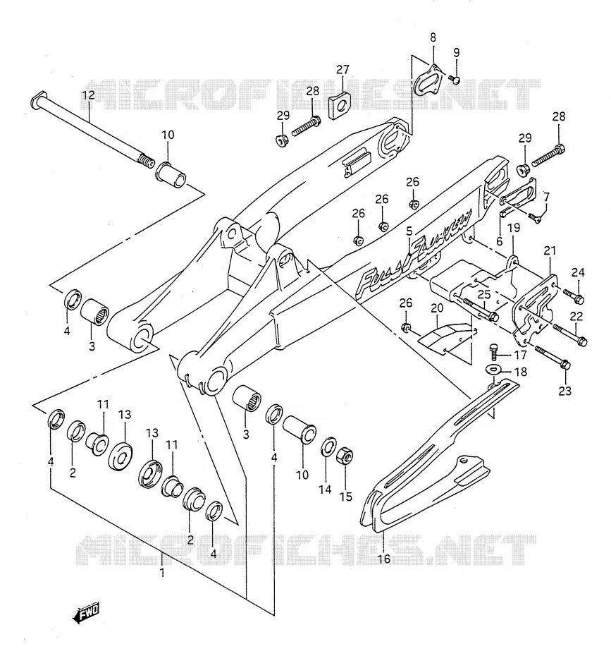 BRAS OSCILLANT ARRIERE (MODELE K/L) Suzuki MOTO 250 RM 1992  RM250N(E28)