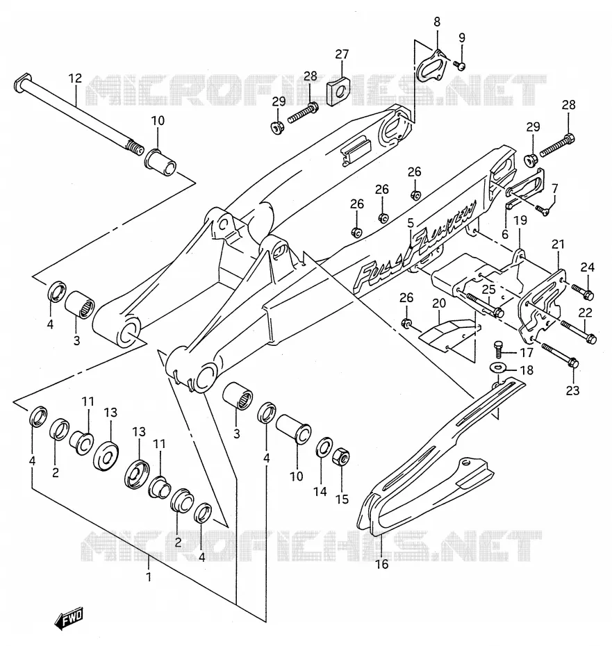 BRAS OSCILLANT ARRIERE (MODELE K) Suzuki MOTO 125 RM 1991  RM125M(E28)