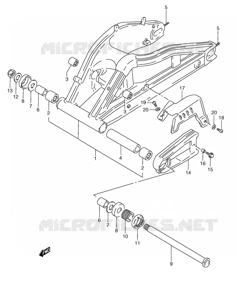 BRAS OSCILLANT ARRIERE (MODELE N) Suzuki MOTO 250 RG 1993  RGV250P(E24)
