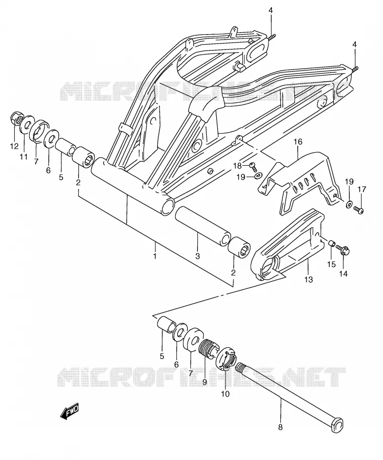 BRAS OSCILLANT ARRIERE (MODELE P/R/T) Suzuki MOTO 250 RG 1992  RGV250N(E24)