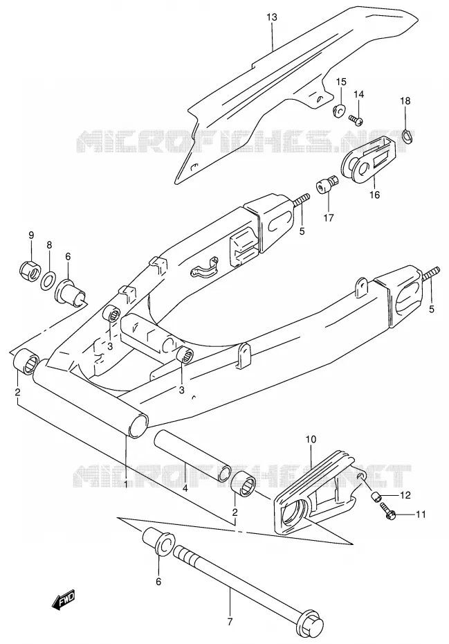 BRAS OSCILLANT ARRIERE (MODELE R/S) Suzuki MOTO 900 RF 1995  RF900RS(E2)
