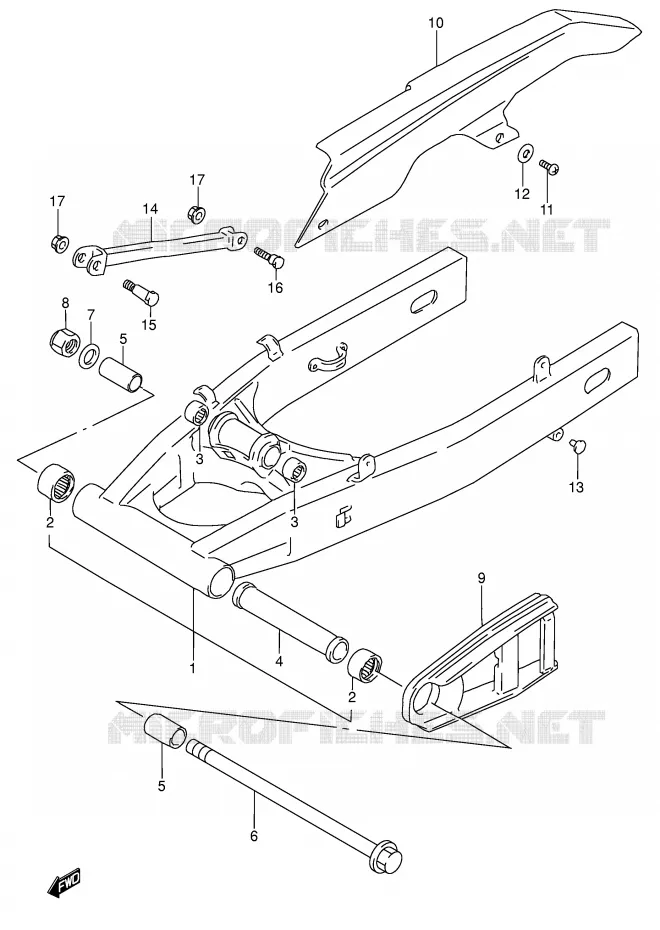 BRAS OSCILLANT ARRIERE (MODELE T/V) Suzuki MOTO 600 RF 1996  RF600RT(E2)