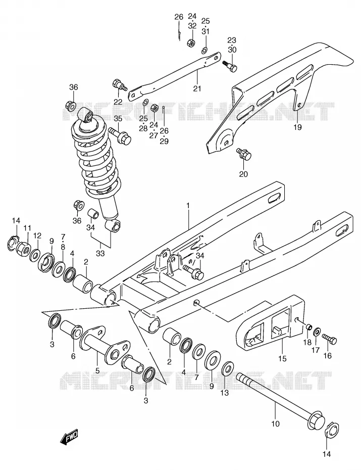 BRAS OSCILLANT ARRIERE Suzuki MOTO 80 RG 1987  RG80CH(E4)