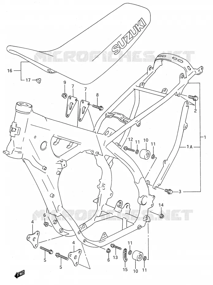 CADRE - SELLE (MODELE P) Suzuki MOTO 250 RM 1994  RM250R(E28)