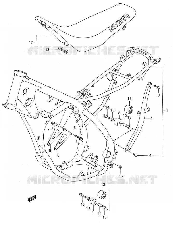 CADRE - SELLE Suzuki MOTO 125 RM 1991  RM125 M (E03,E28,E33)