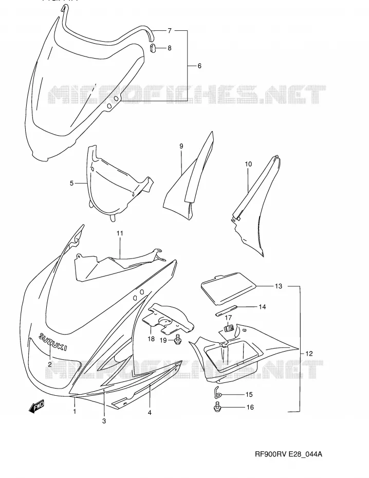 CARENAGES - ETIQUETTES (MODELE S) Suzuki MOTO 900 RF 1996  RF900RT(E28)