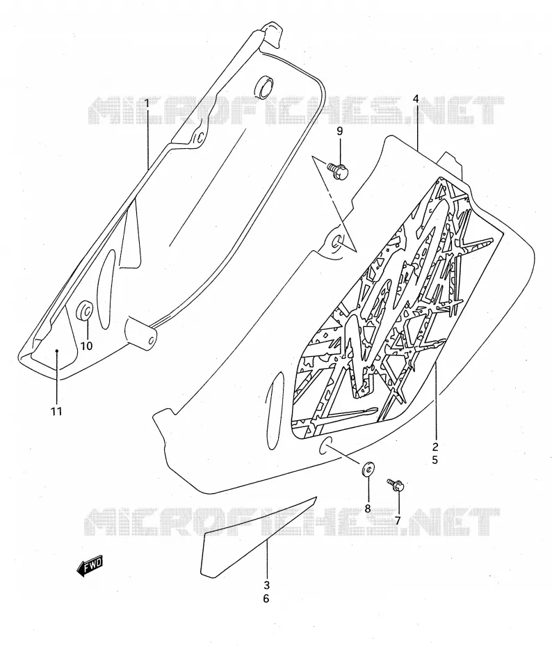 CARENAGES ARRIERE  (MODELE P/R/S) Suzuki MOTO 125 RM 1993  RM125P(E28)