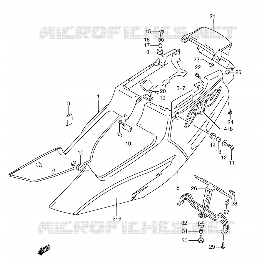 CARENAGES ARRIERE  (MODELE R/T) Suzuki MOTO 250 RG 1994  RGV250R(E24)