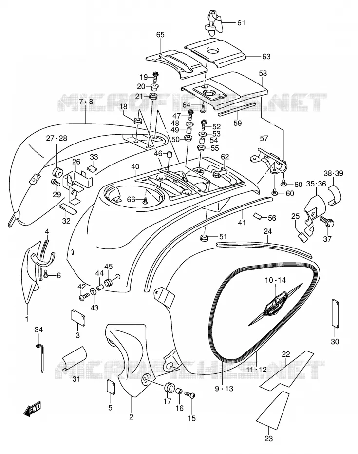 CARENAGES ARRIERE (MODELE K5) Suzuki MOTO 1500 INTRUDER 2009  VL1500K9(E2)