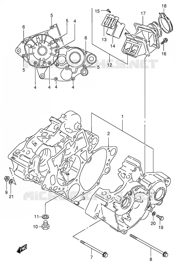 CARTER (MODELE T/V) Suzuki MOTO 125 RM 1999  RM125X(E2)