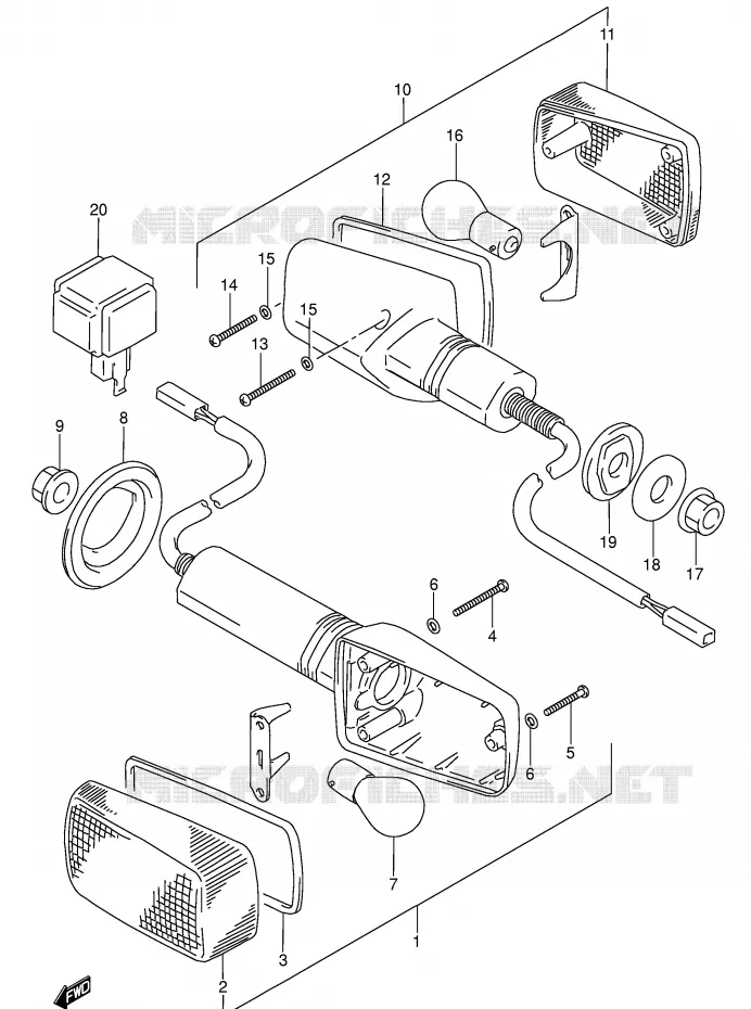 CLIGNOTANTS (MODELE P/R) Suzuki MOTO 600 RF 1997  RF600RV(E2)